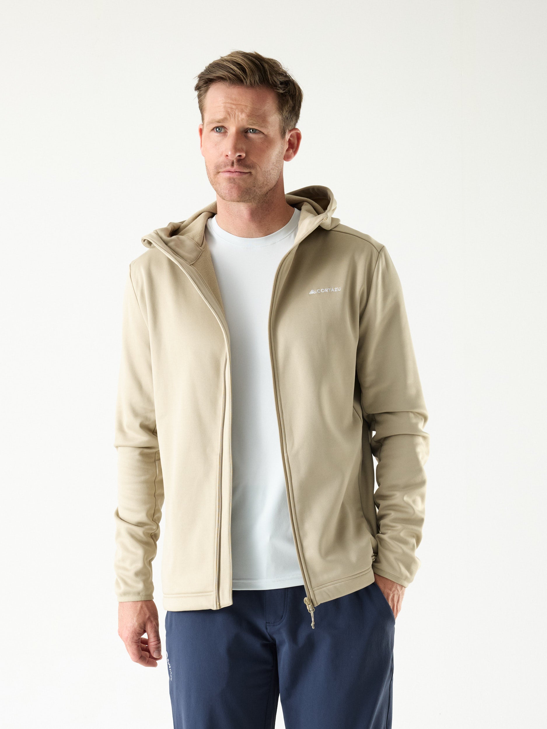 Video laden: AR Fleece Hooded 10M Beige | Heren