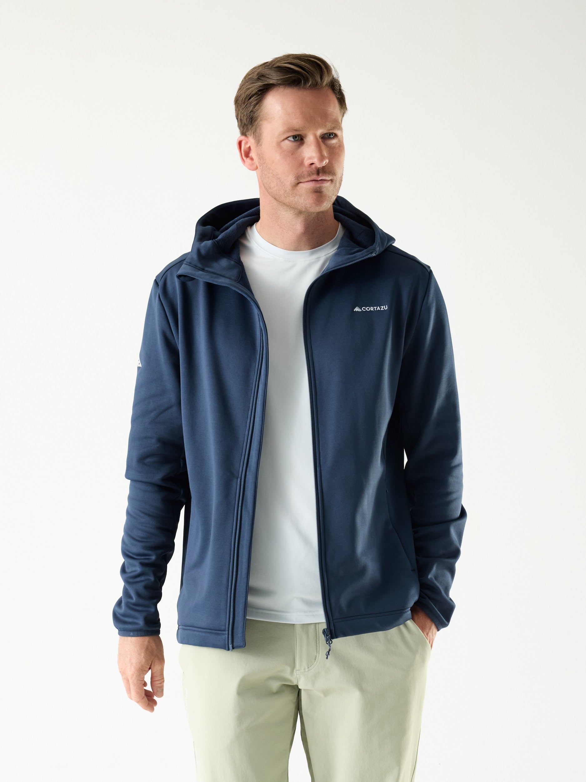 Load video: AR Fleece Hooded 10M Dark Blue | Men