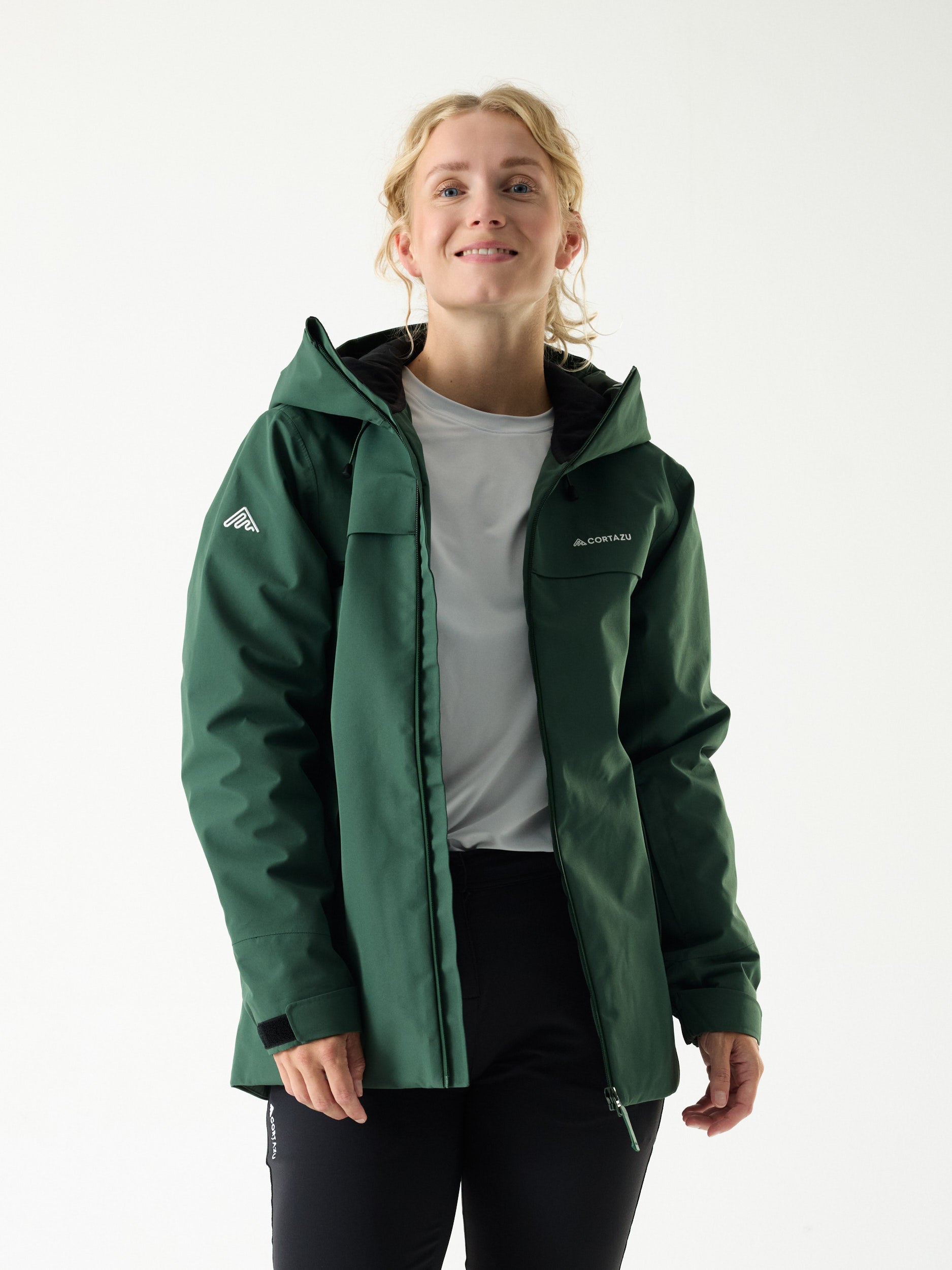 Load video: Delta INS Hardshell Jacket 10M Donkergroen | Dames