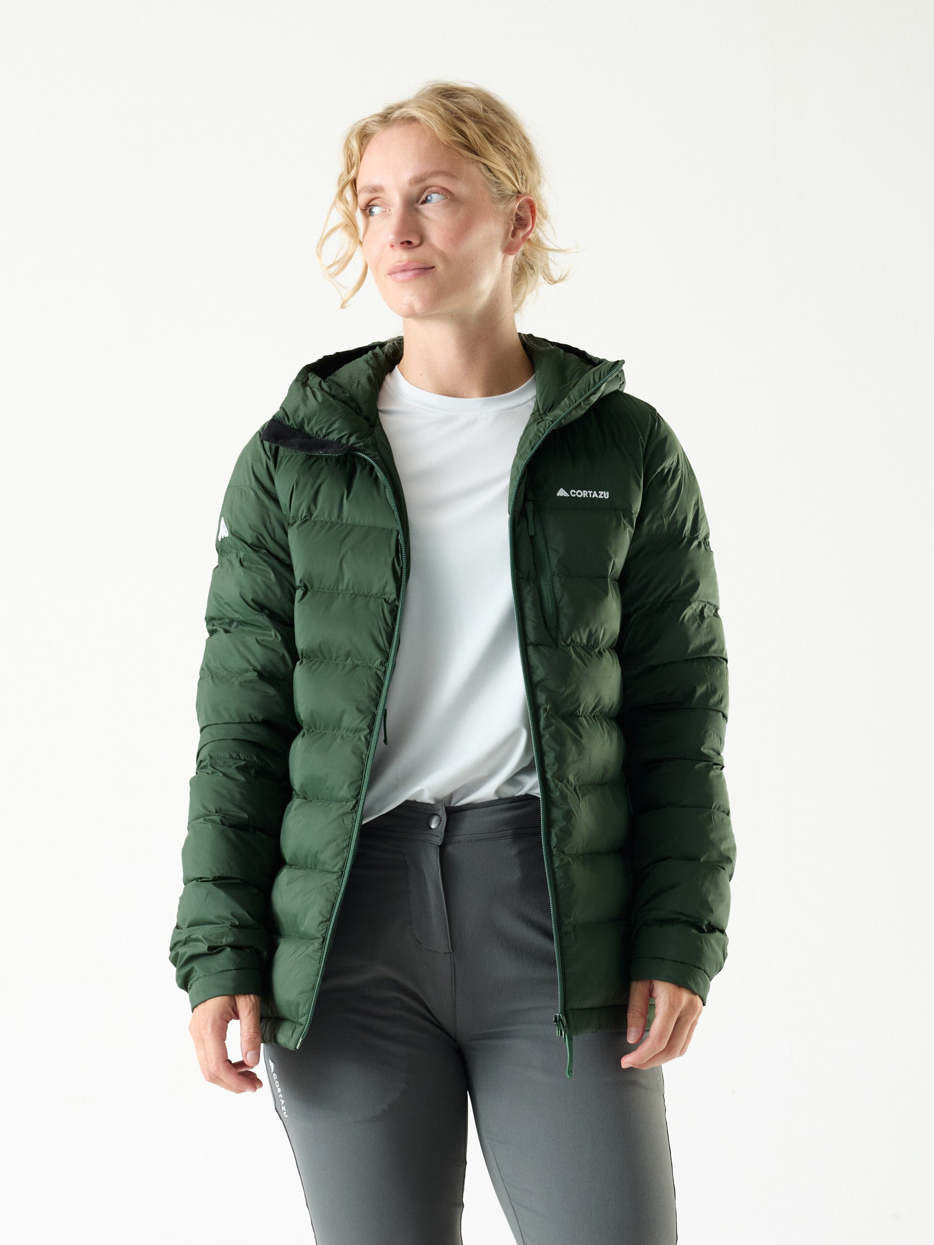 Video laden: Mountain INS Hooded Jacket 10M Donkergroen | Dames