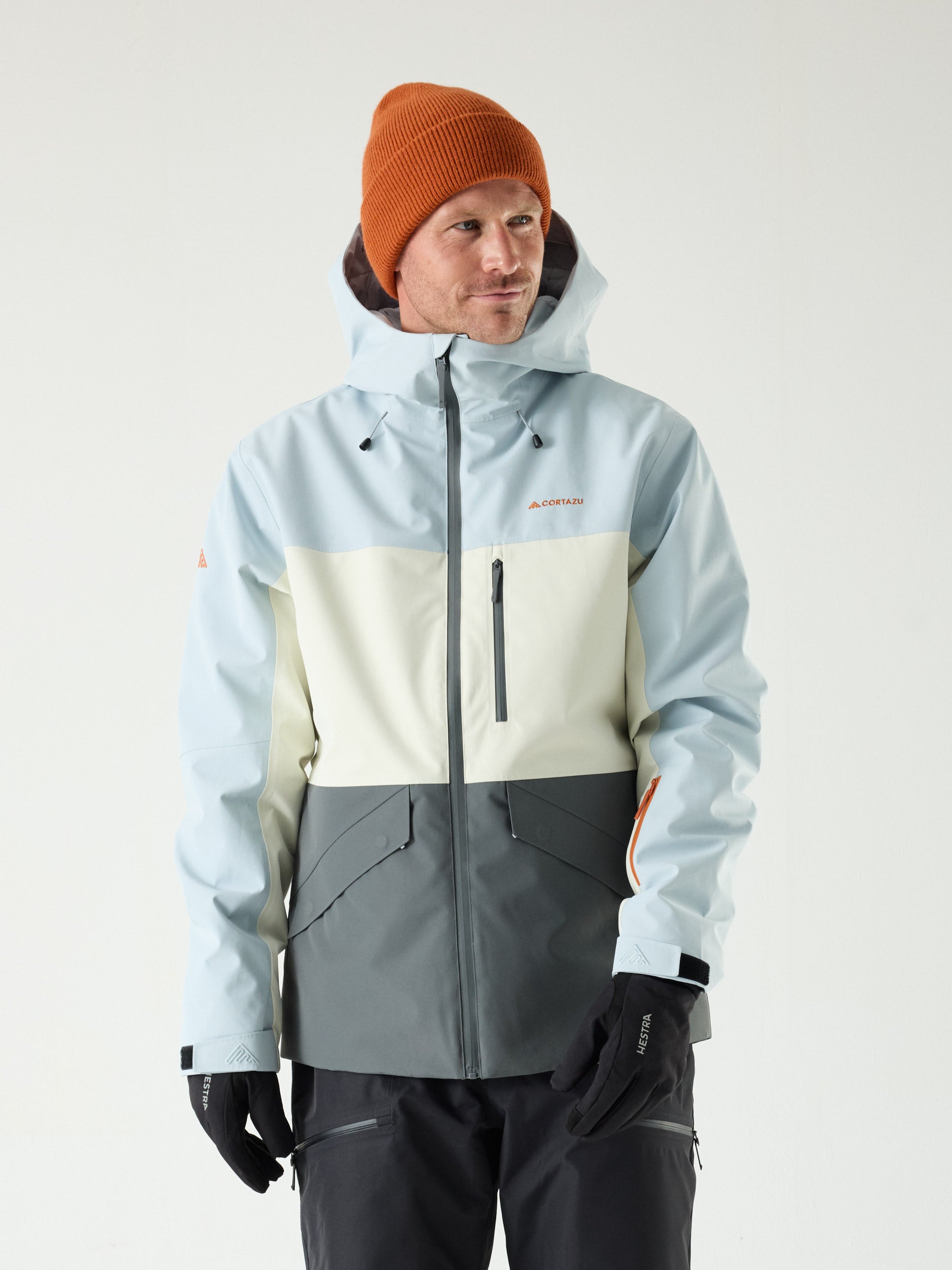 Load video: Nunatak INS Ski Jacket 10M Glacier Blue-Kitt-Mid Grey | Men