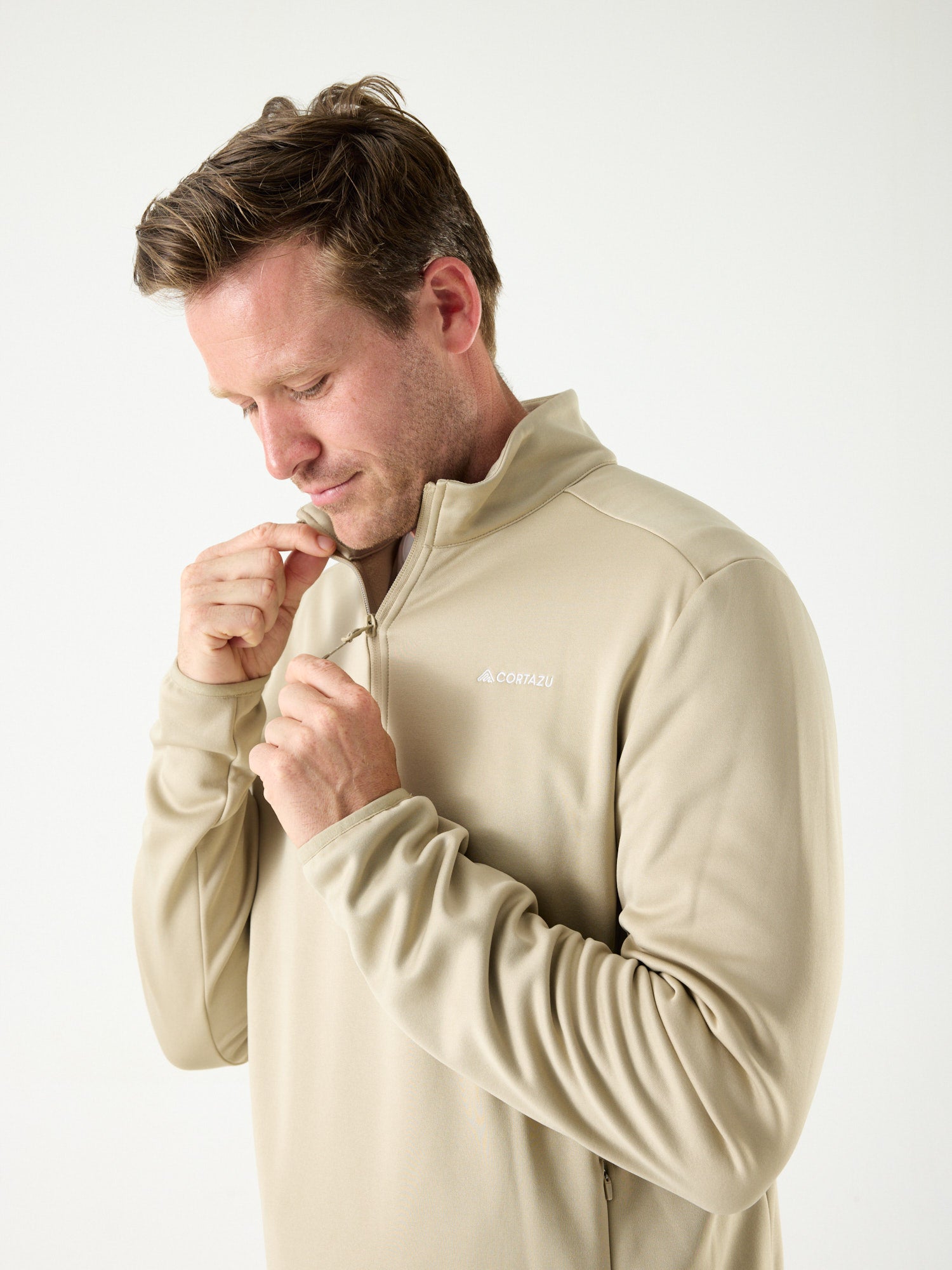 AR Fleece Half-Zip 10M Beige | Heren