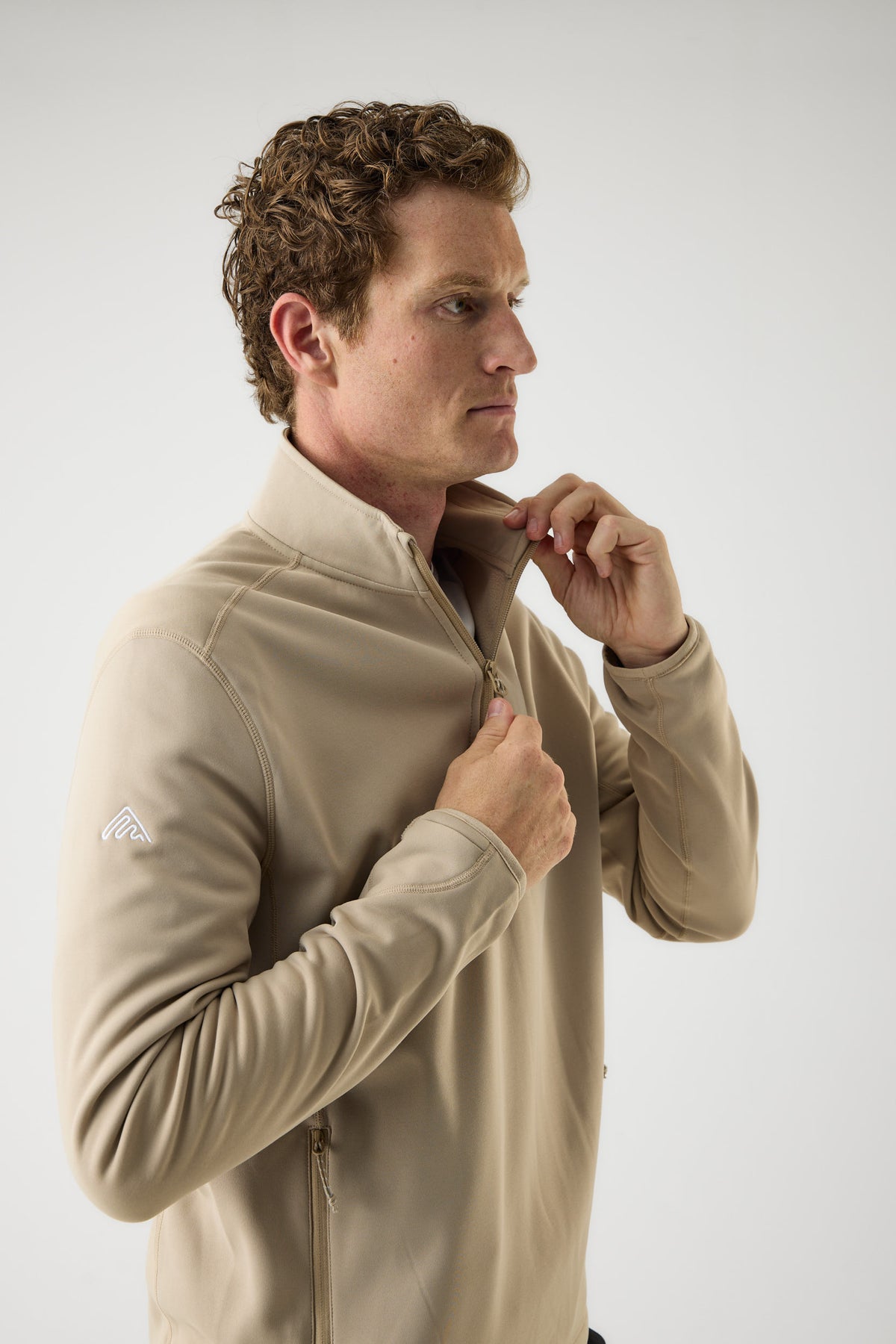 AR Fleece Half-Zip Beige | Heren