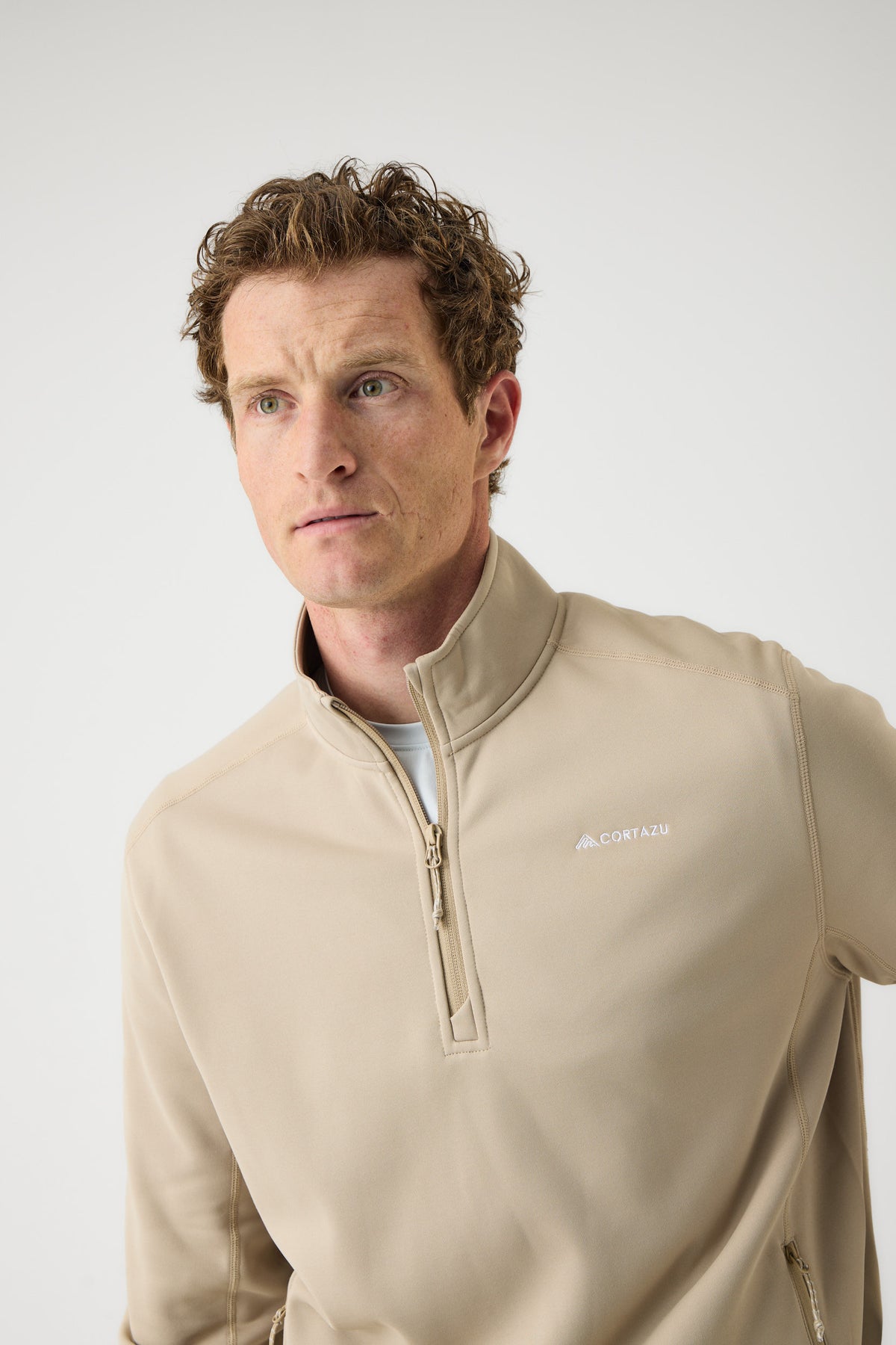 AR Fleece Half-Zip Beige | Heren