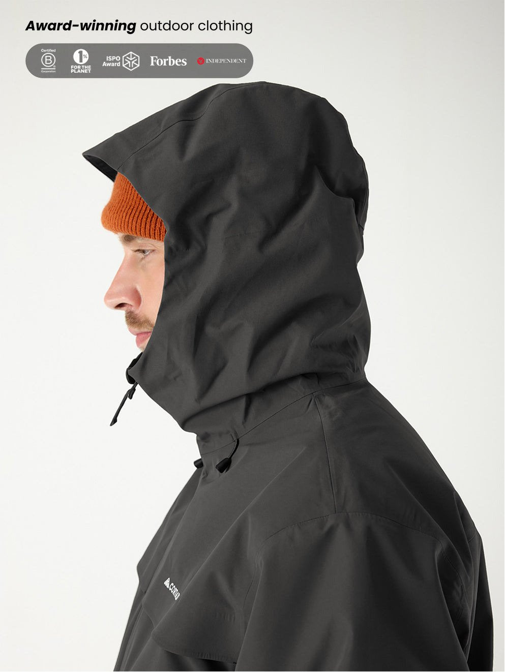 Cortazu Delta INS Shell Jacket men's in Dark Grey, adjustable hood, side view