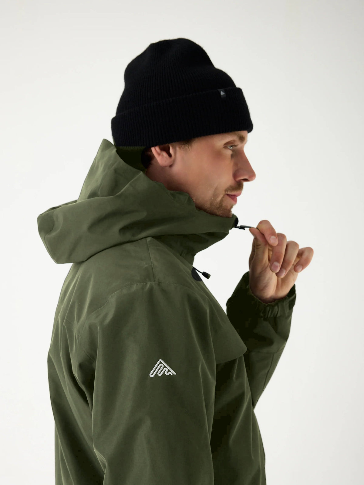 Cortazu Delta INS Shell Jacket men's in Mud Green, side view close-up