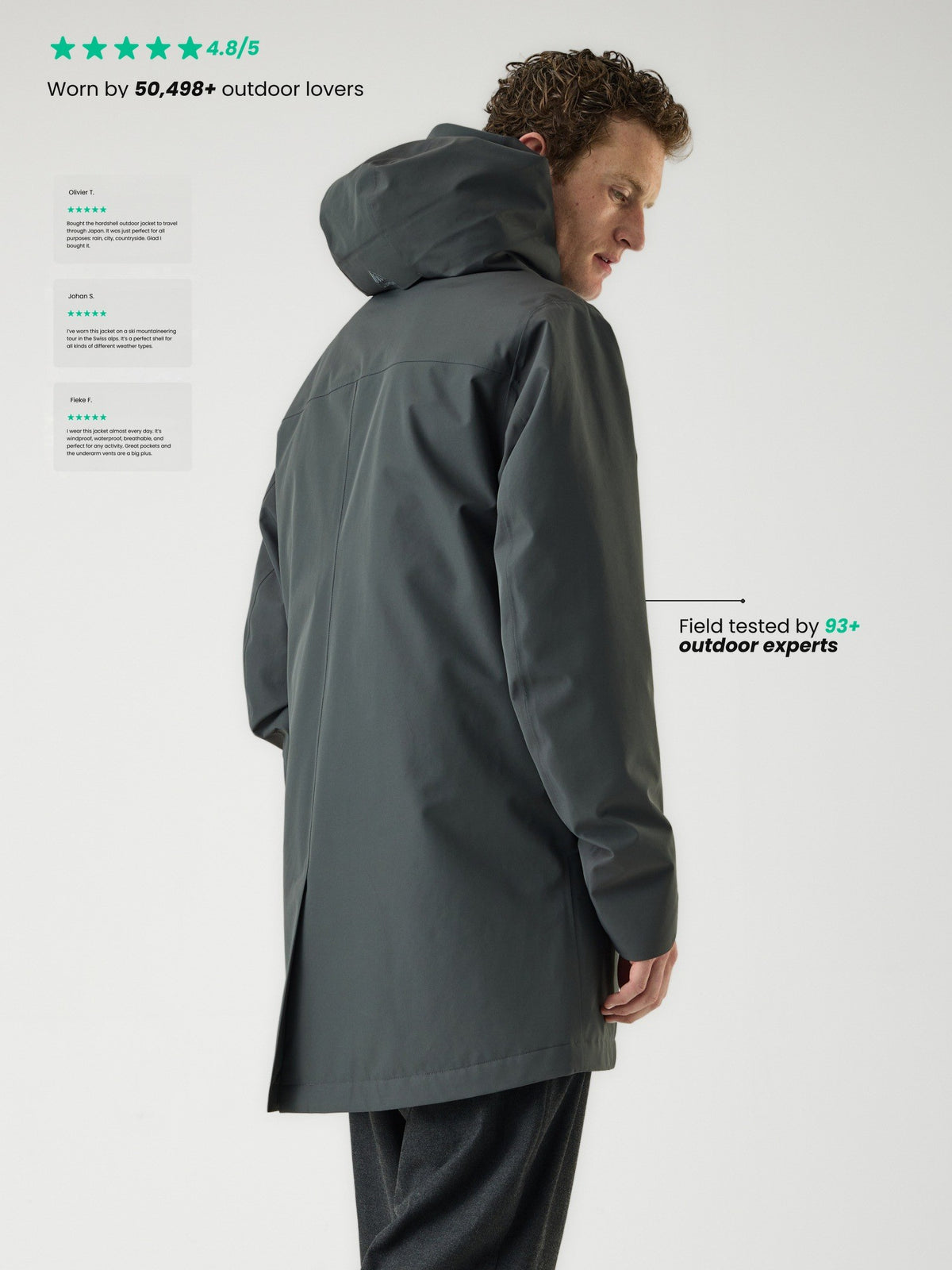 Cortazu Delta INS Parka men's in Dark Grey, back three-quarter view on model