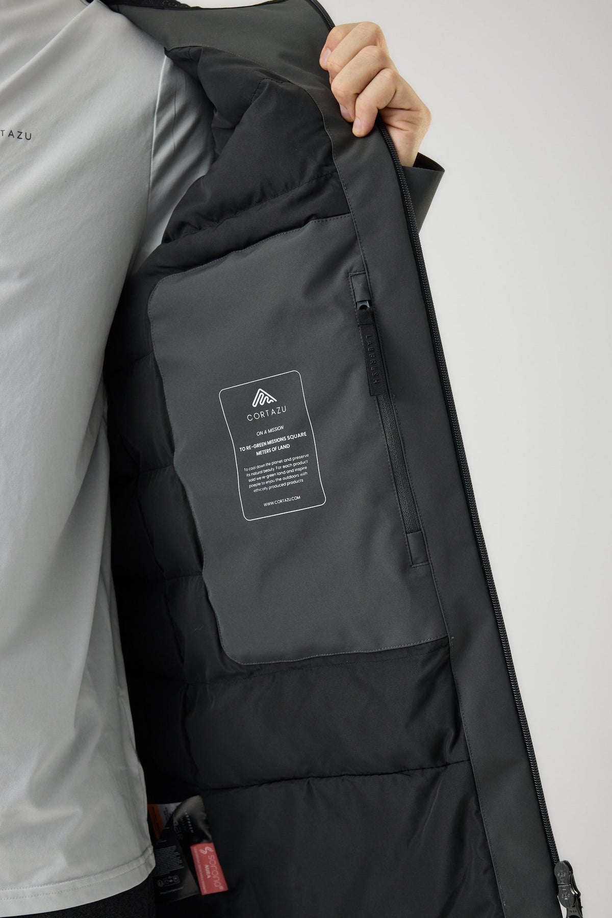 Cortazu Delta INS Parka men's in Dark Grey, insulated lining with inside zip pocket