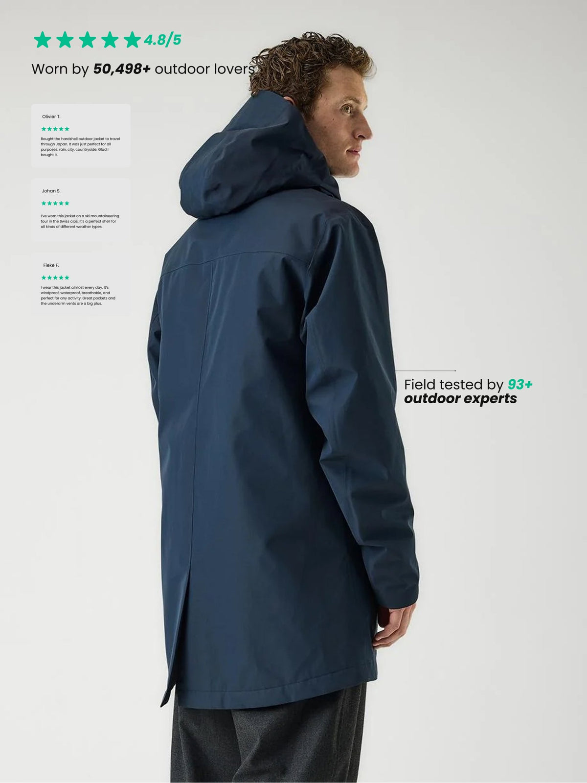 Cortazu Delta INS Parka men's in Navy, back three-quarter view on model