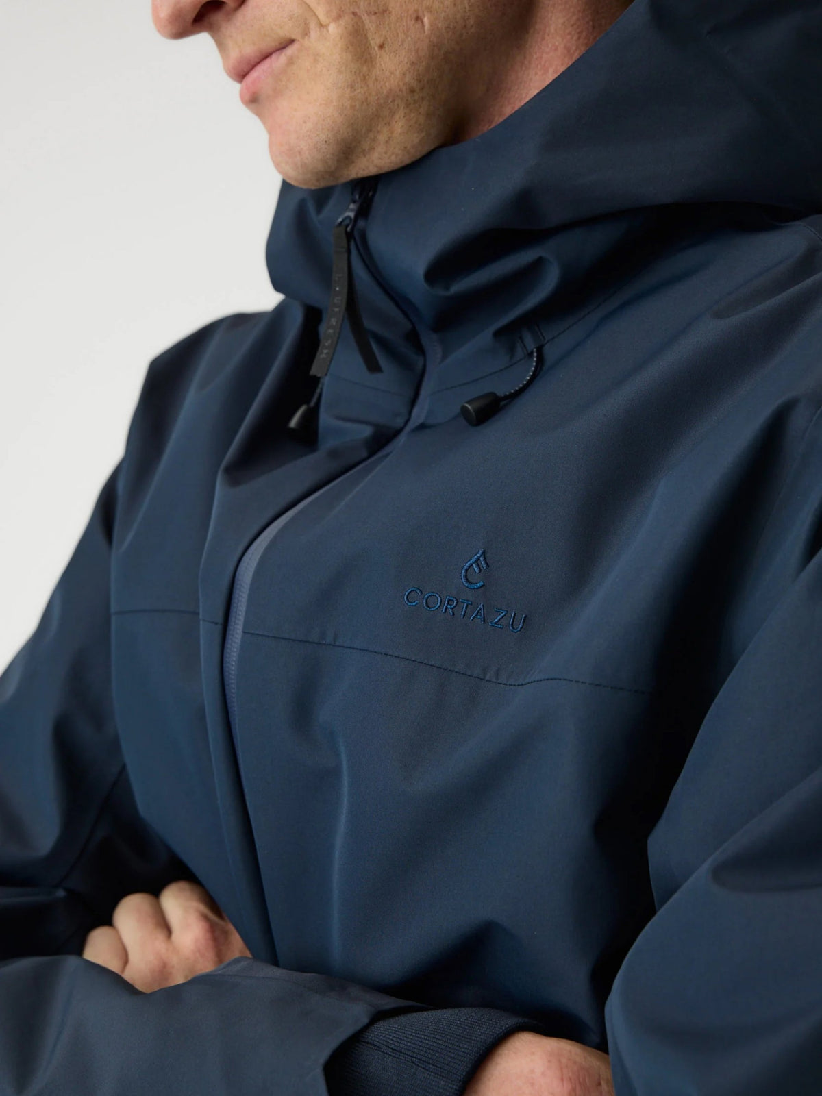 Cortazu Delta INS Parka men's in Navy, chest logo detail