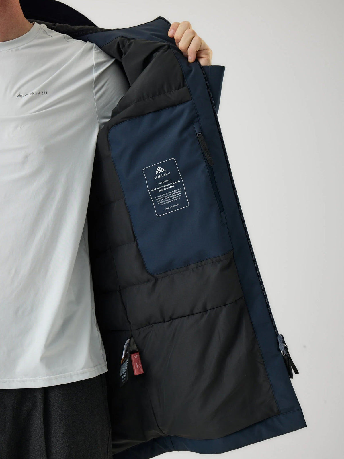 Cortazu Delta INS Parka men's in Navy, insulated lining with inside zip pocket