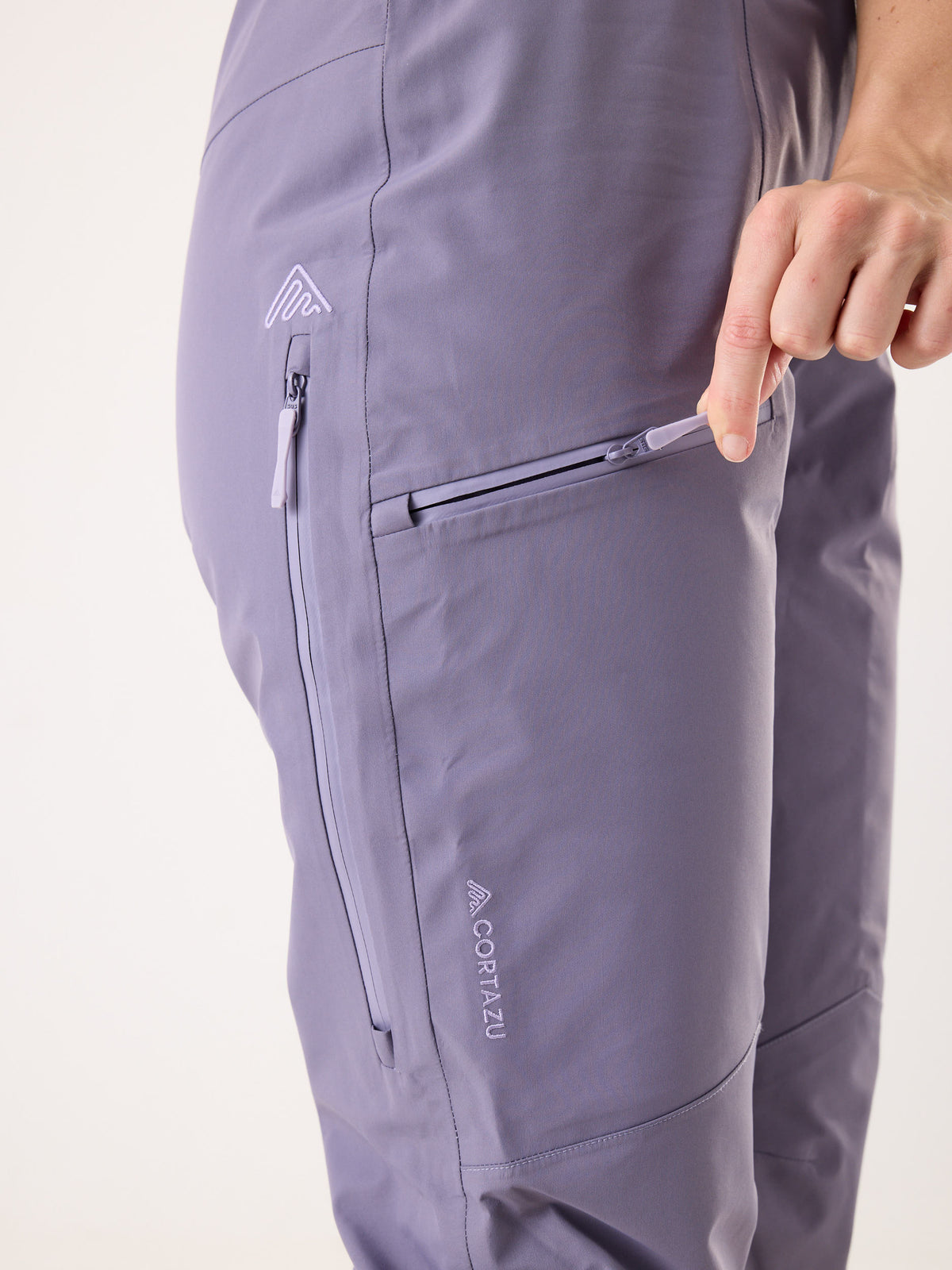 Cortazu Nunatak INS Ski Pants women's in Lavender, thigh pocket zip
