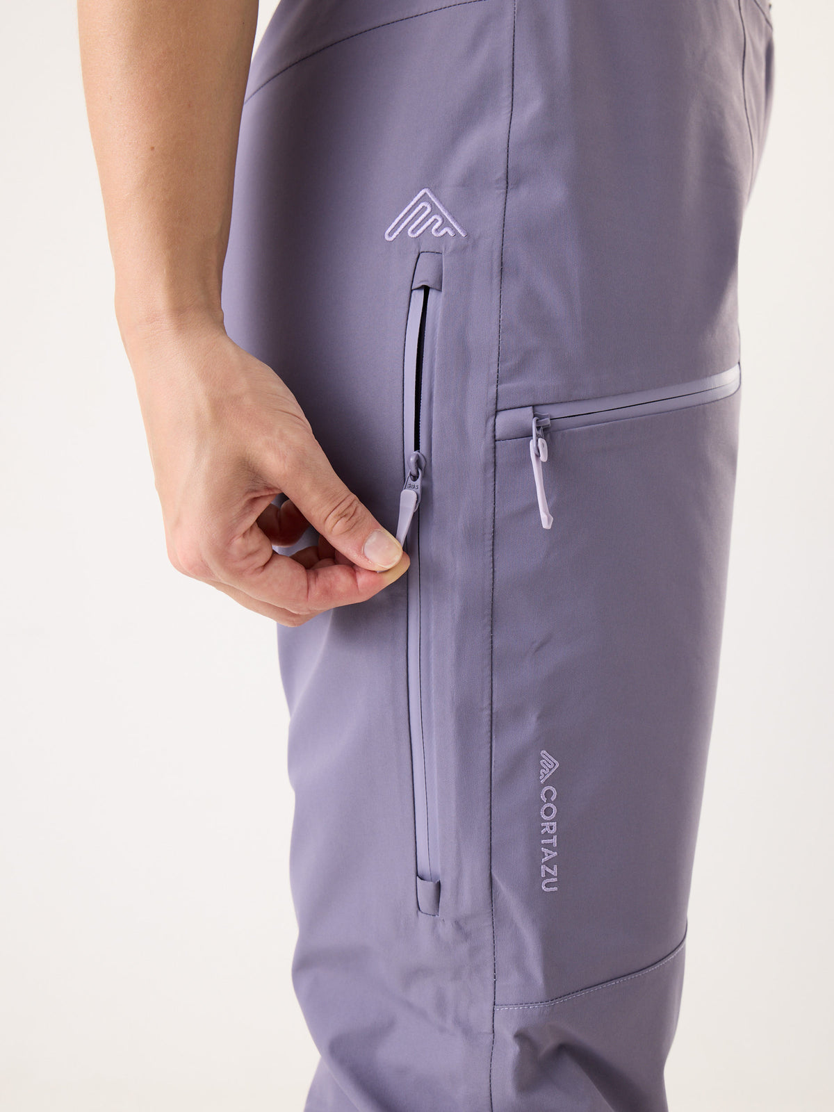 Cortazu Nunatak INS Ski Pants women's in Lavender, vertical thigh pocket zip
