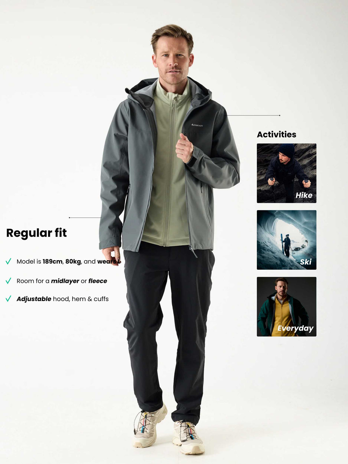 Alpine Shell Jacket Mid Grey | Men