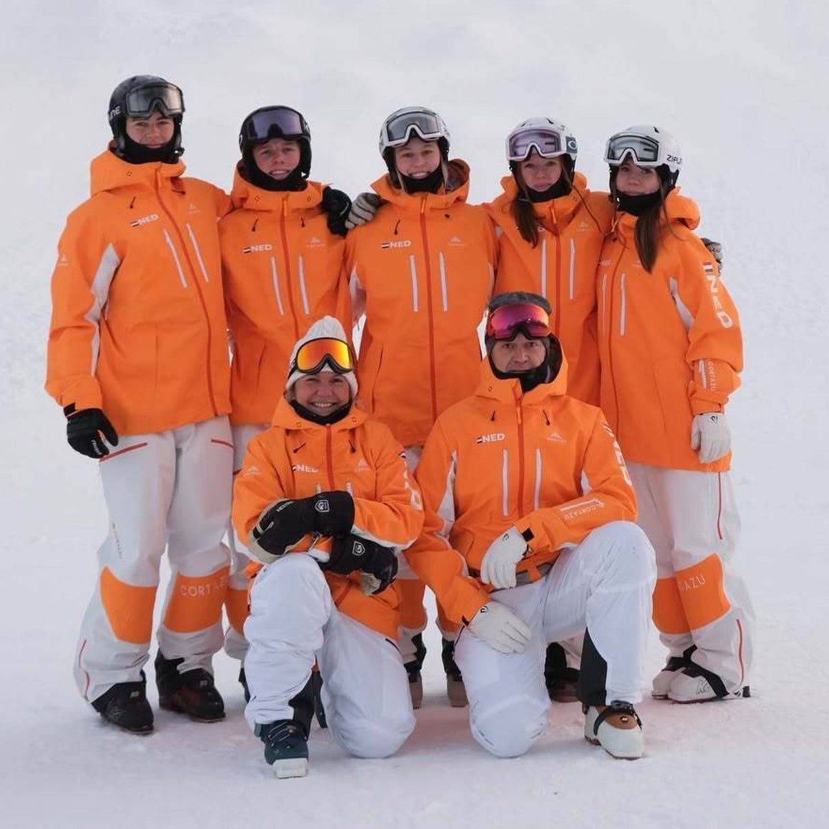 The Dutch mogul ski team wearing Cortazu