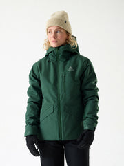 Cortazu Nunatak INS Ski Jacket women's in Dark Green, front view on model